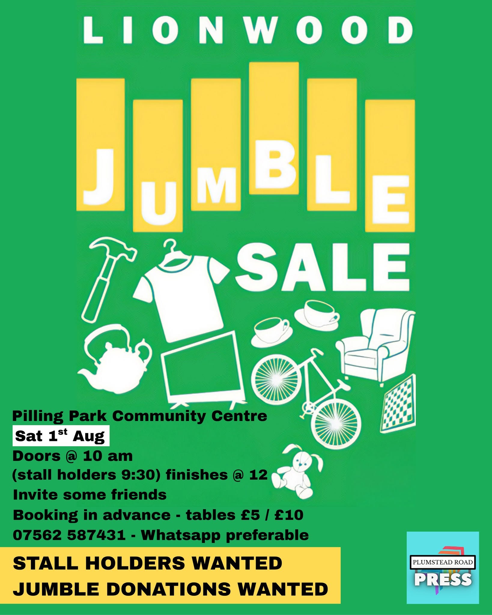 Lionwood Jumble Sale at Pilling Park Community Centre